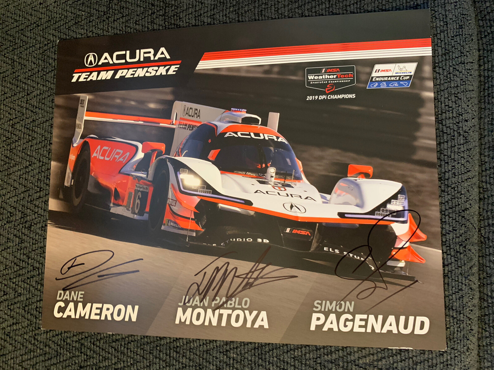Simon Pagenaud Juan Montoya Cameron Promo hero Card Signed IMSA Team Penske 2020
