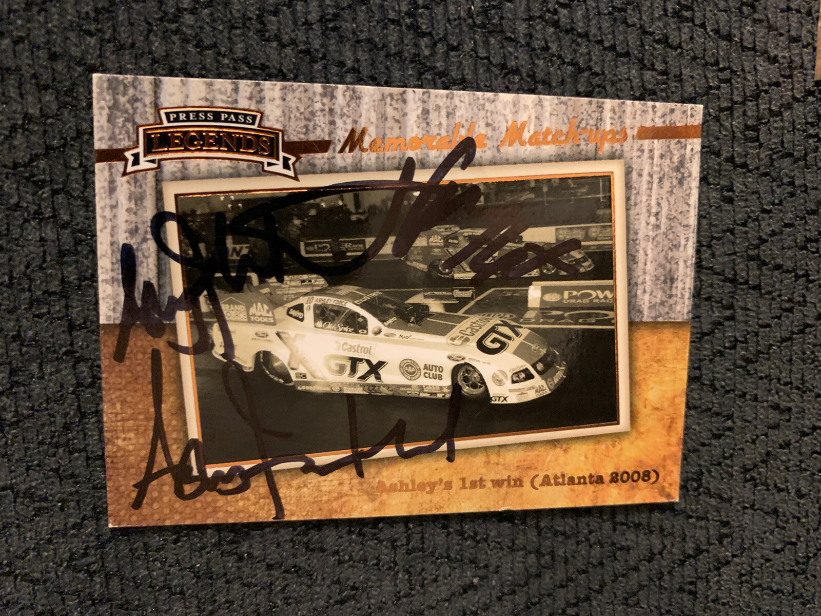 John & Ashley Force signed Card Autographed Nhra Press Pass Legends

