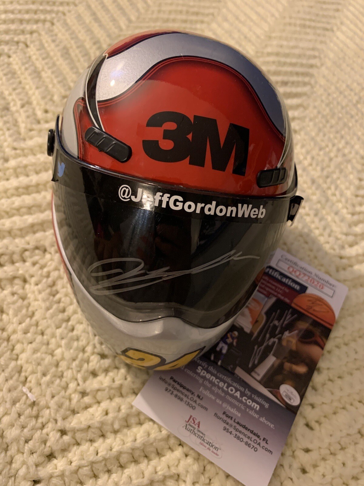 Jeff Gordon Signed Nascar 1/4 Scale Mini Helmet Auto JSA Authentication COA

