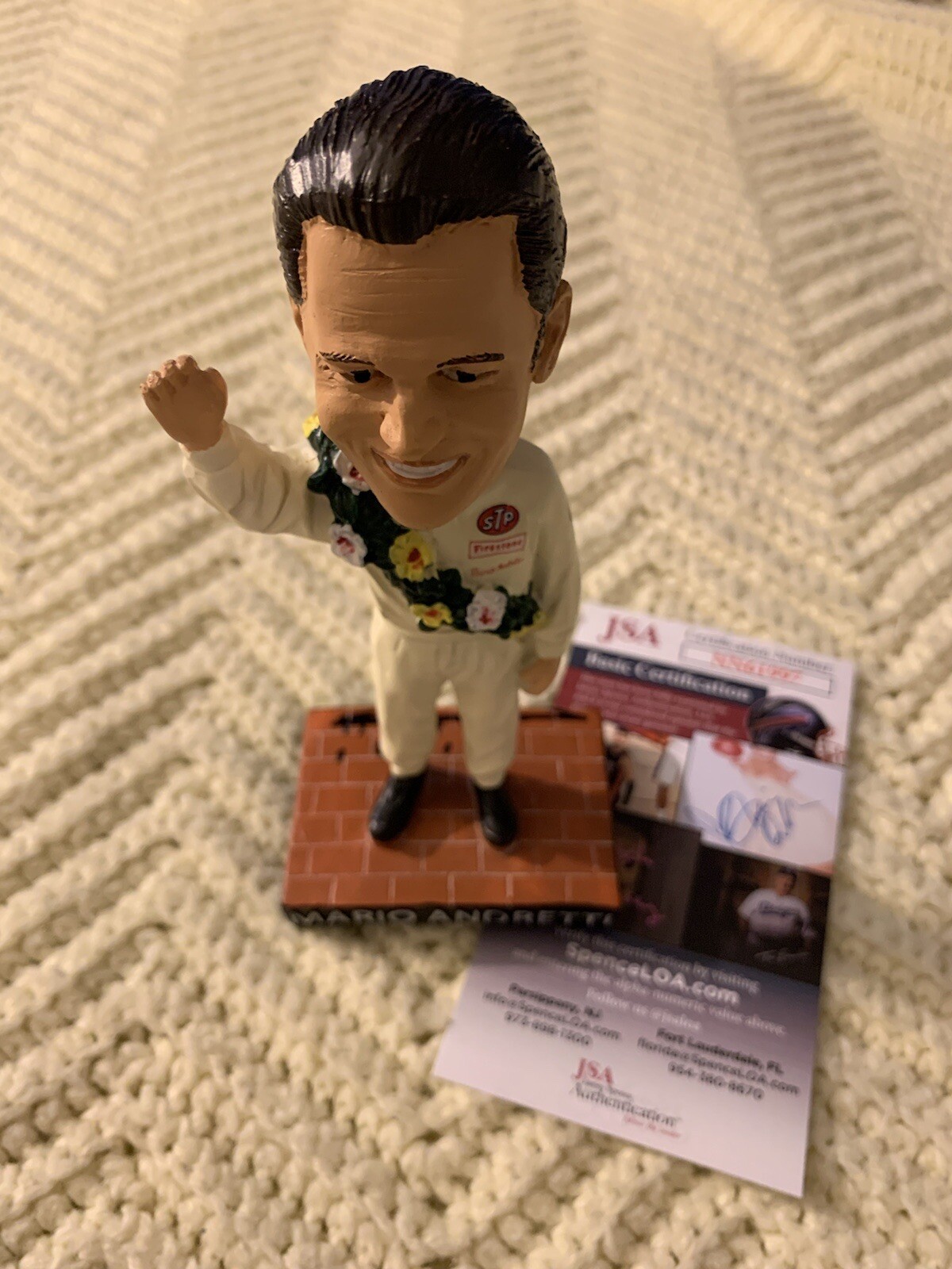 2019 Indianapolis 500 Signed Mario Andretti Bobblehead JSA Authenticated COA
