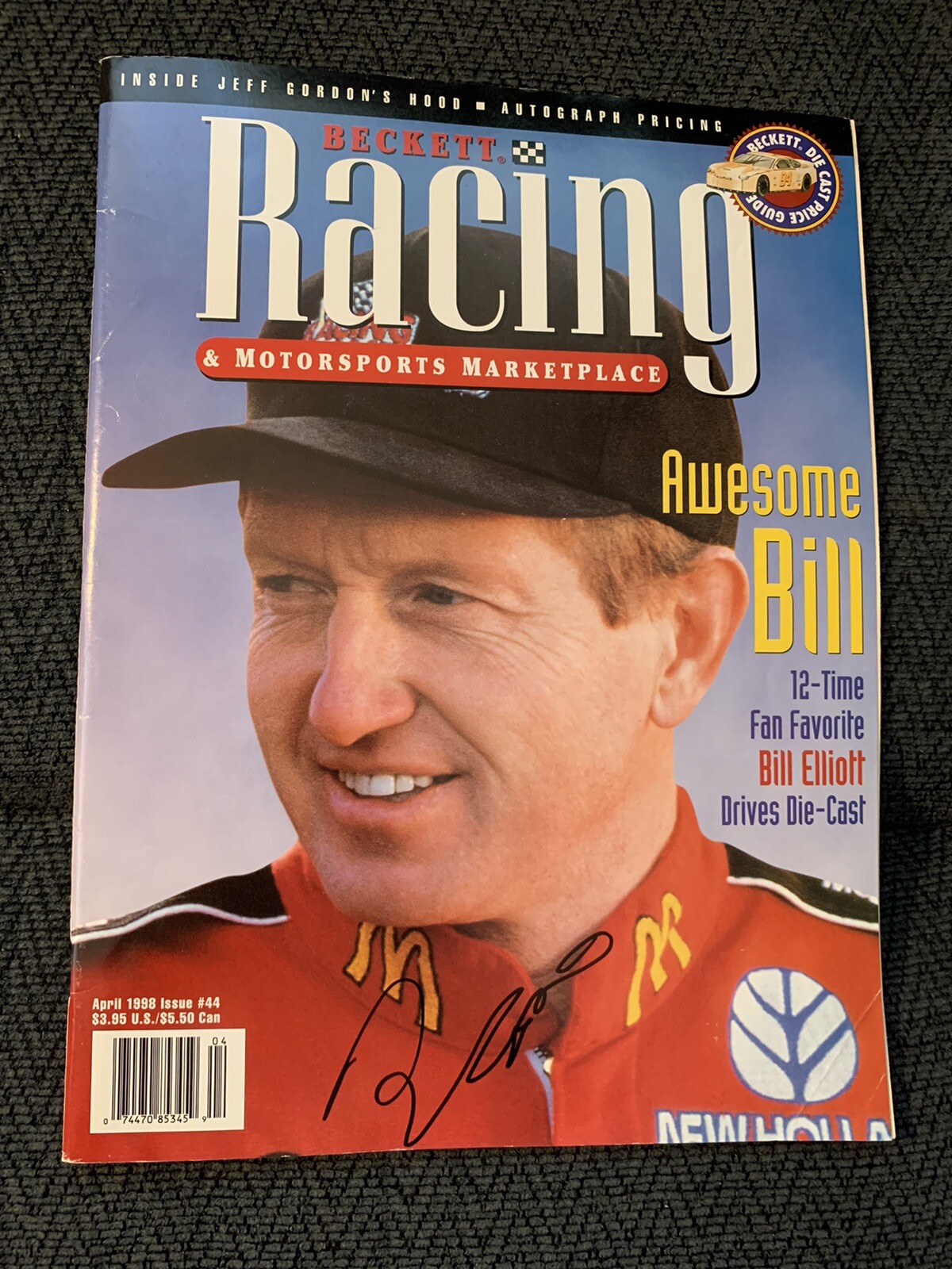 Autographed Bill Elliott Signed Beckett Magazine NASCAR
