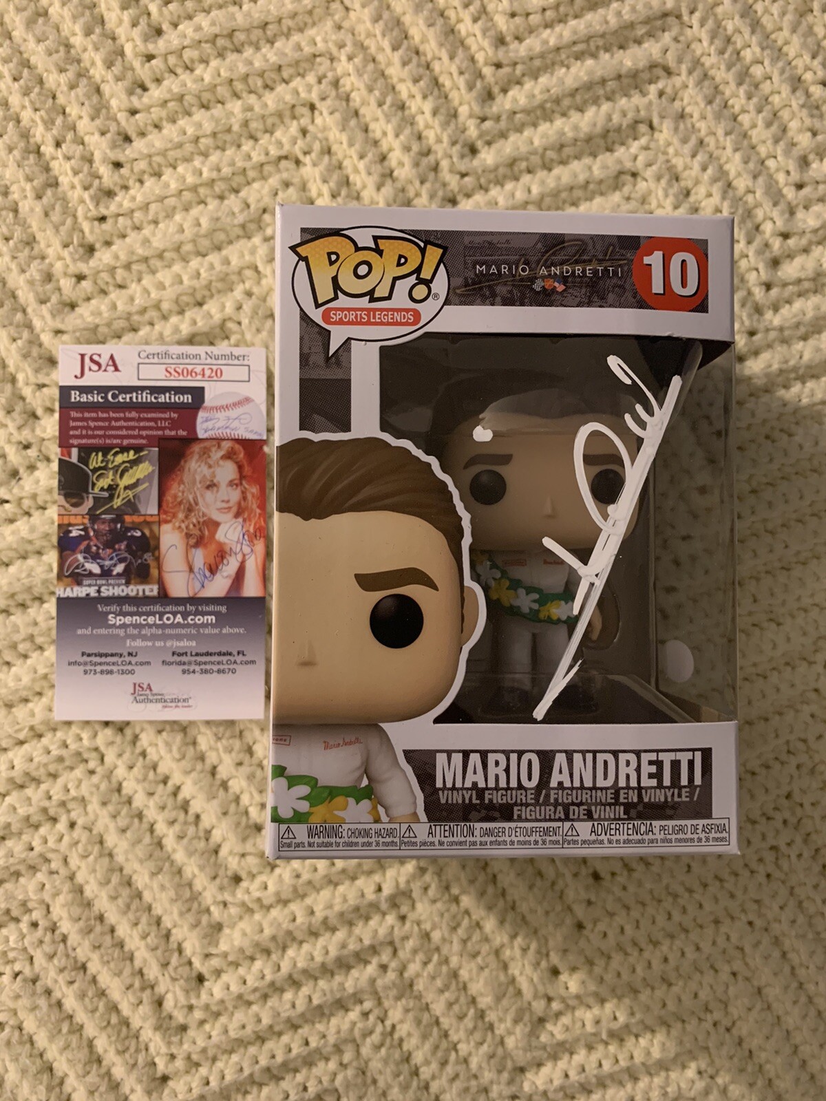 Mario Andretti Funko Pop NIB Indianapolis 500 Indy Car JSA Authentication COA
