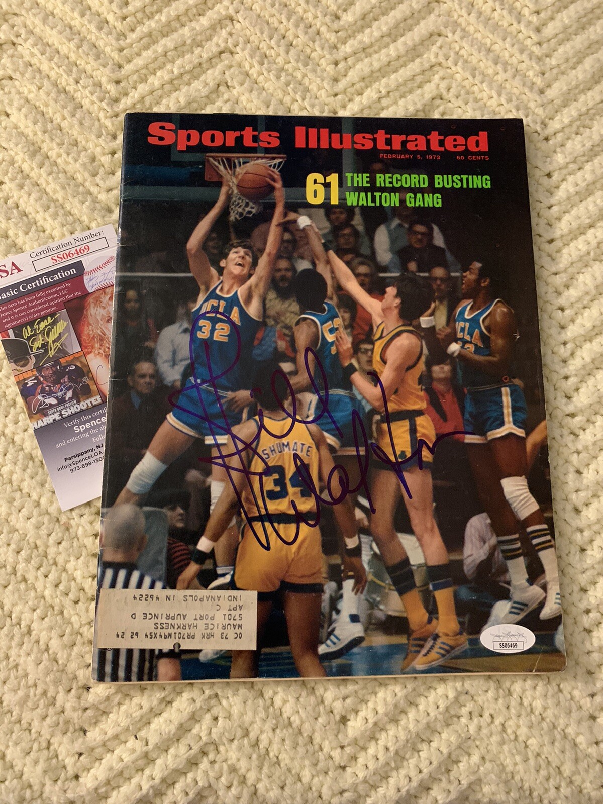 Bill Walton signed Sports Illustrated JSA Authentication COA
