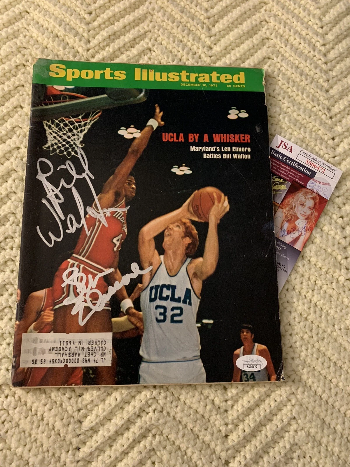Bill Walton & Len Elmore signed Sports Illustrated JSA Authentication COA
