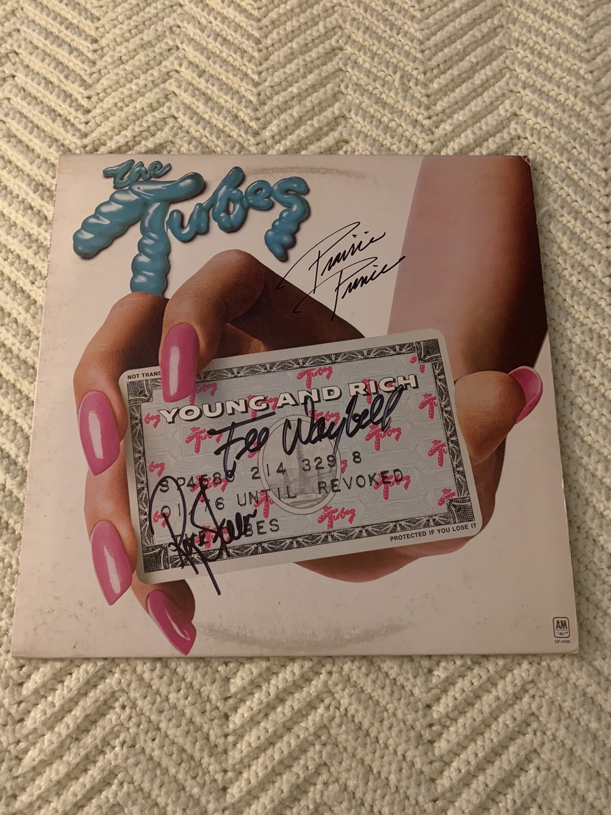 The Tubes SIGNED Young & Rich ALBUM COVER Fee Waybill Roger Steen Prairie Prince
