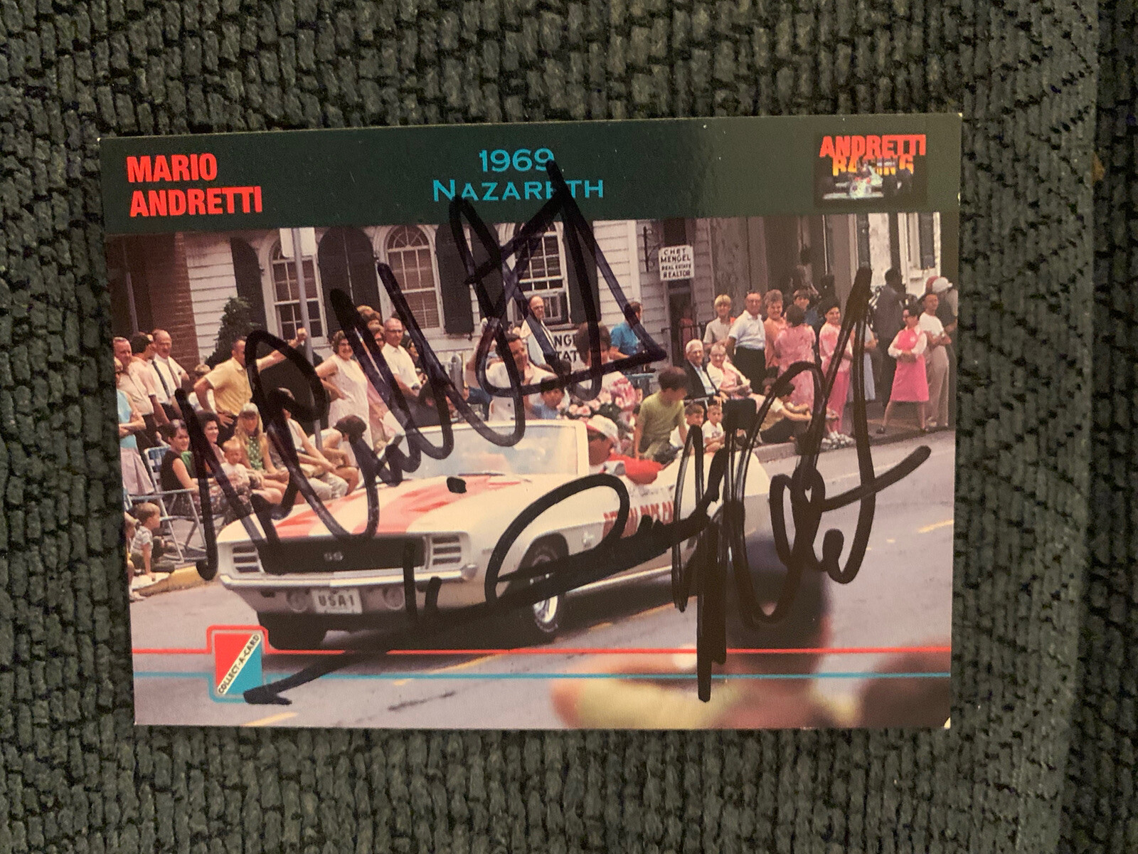 Signed Trading Card Indy 500 Car Mario & Michael & Jeff Andretti Autographed
