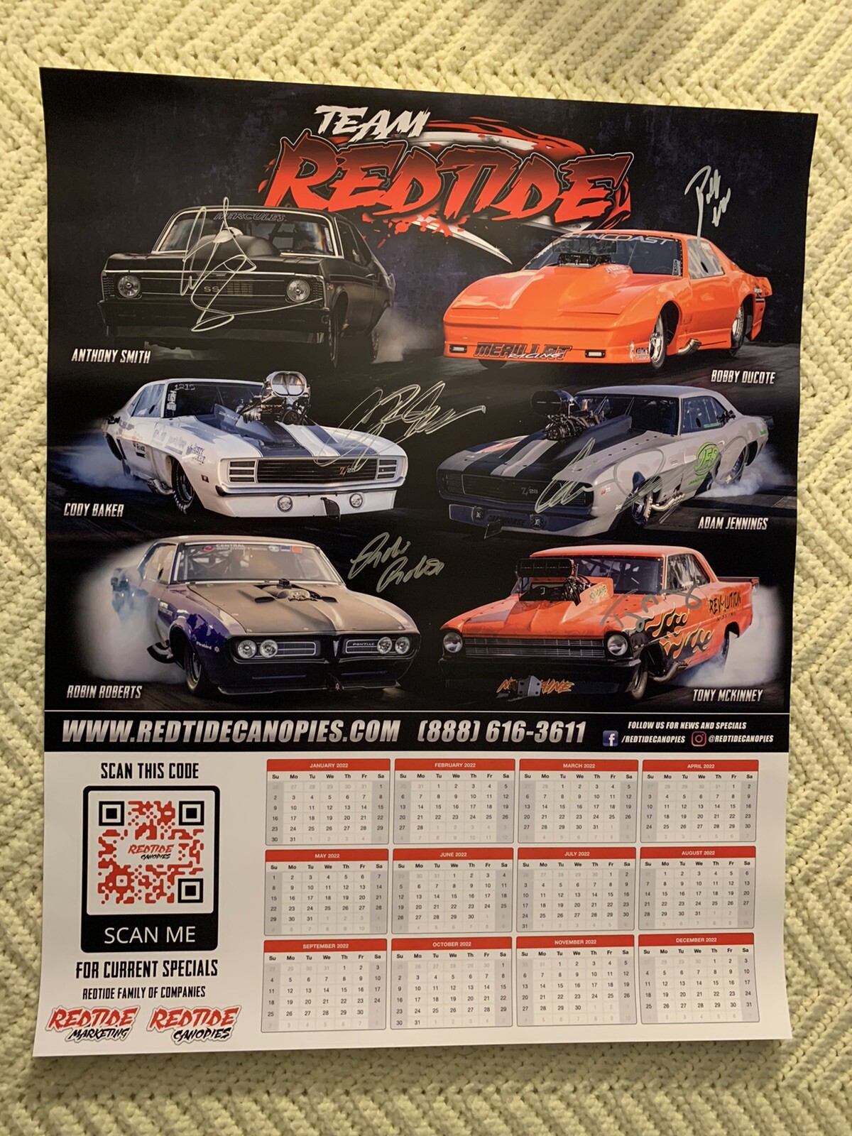 6 Street Outlaws Redtide Canopies Signed Calendar Poster 2021 Bobby Ducote ++
