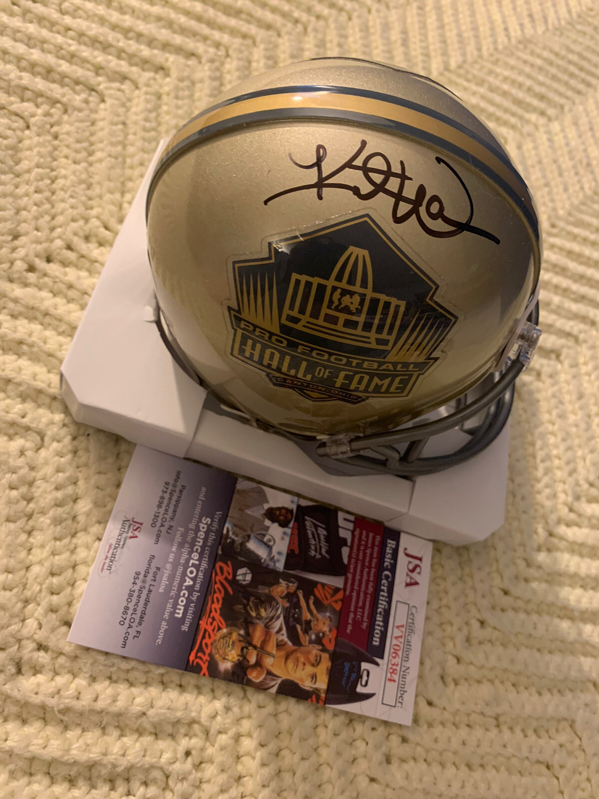 Kurt Warner Signed Mini Helmet JSA Authentication COA Pro Football Hall Of Fame
