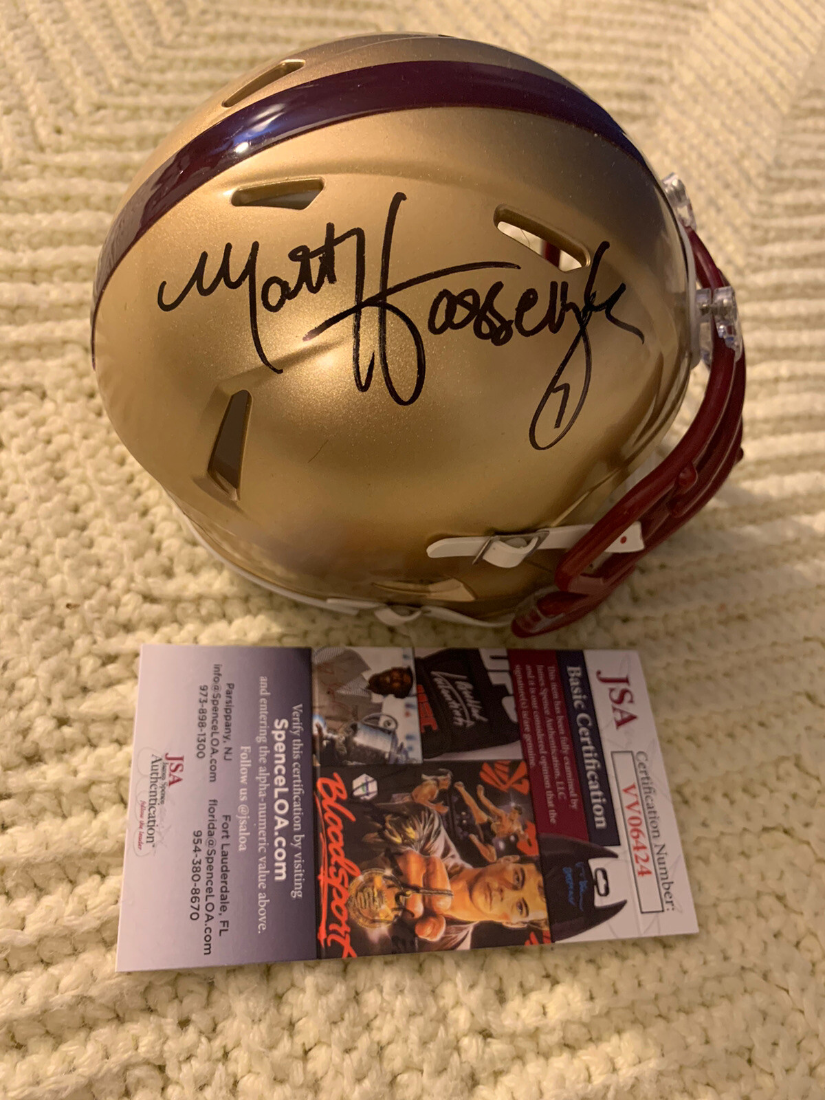 Matt Hasselbeck Signed Boston College Eagles Mini Helmet JSA Authentication COA
