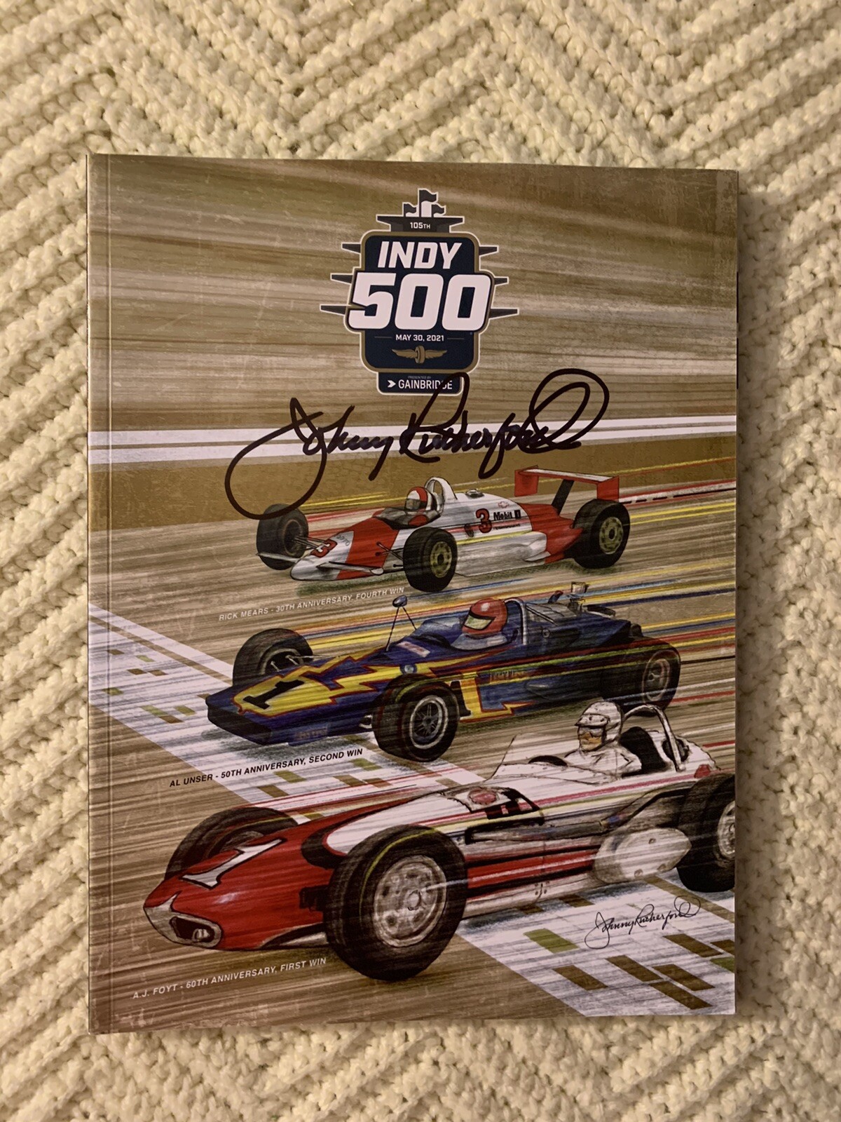 2021 Indy 500 Program Signed By Cover Artist Johnny Rutherford Auto Indianapolis
