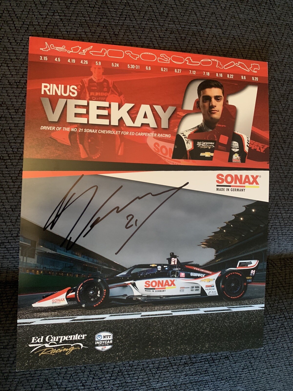 Rinus Veekay Indianapolis Indy 500 Signed Car Promo Card Autographed 2020
