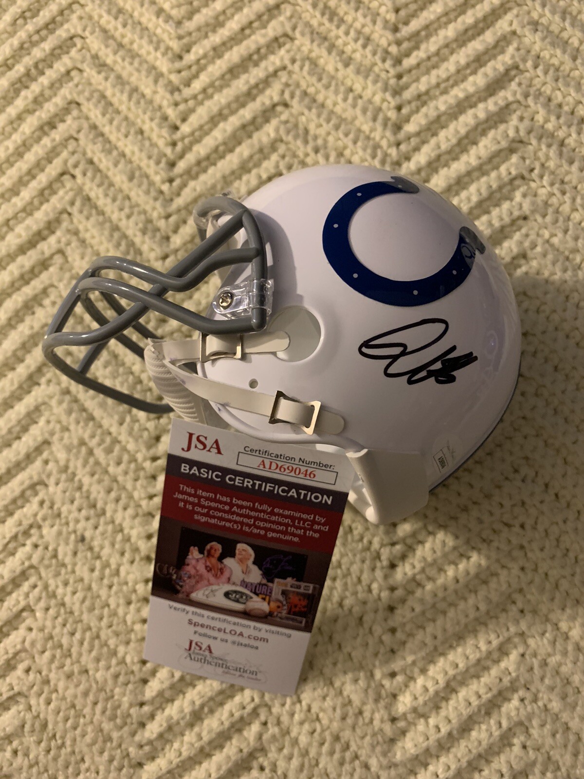 Quenton Nelson Signed Indianapolis Colts Mini Helmet JSA Authentication COA
