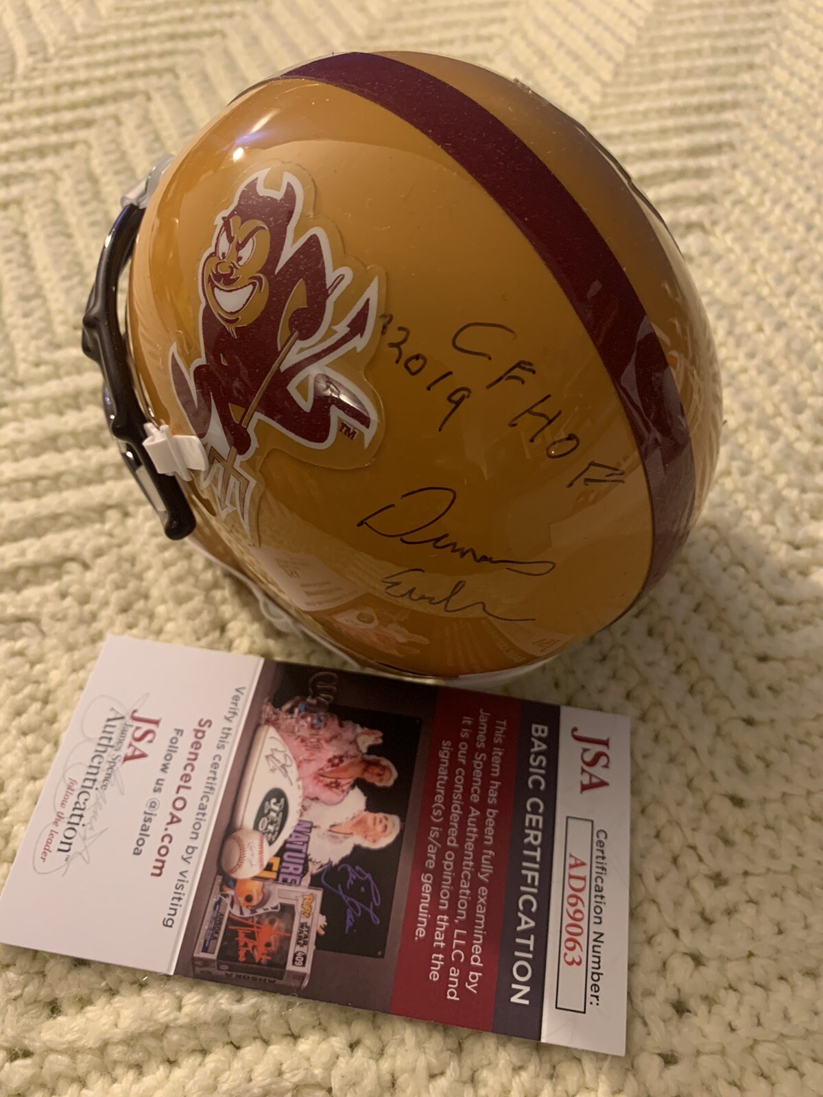 Dennis Erickson Signed Arizona State Mini Helmet JSA Authentication COA
