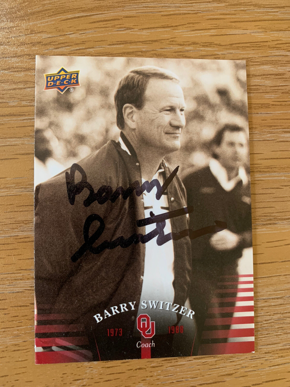 Barry Switzer Signed Football Trading Card Autographed Coach

