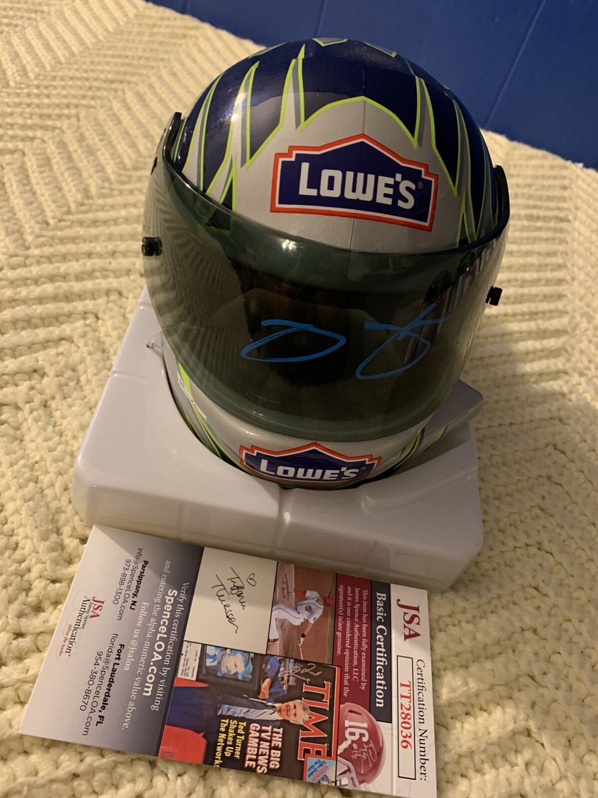Jimmie Johnson Nascar Signed Mini Helmet Auto 1/2 Scale JSA Authentication COA
