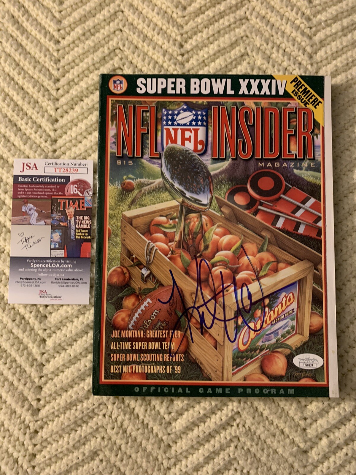 MVP Kurt Warner signed Super Bowl XXXIV Program Rams 2000 JSA Authentication COA
