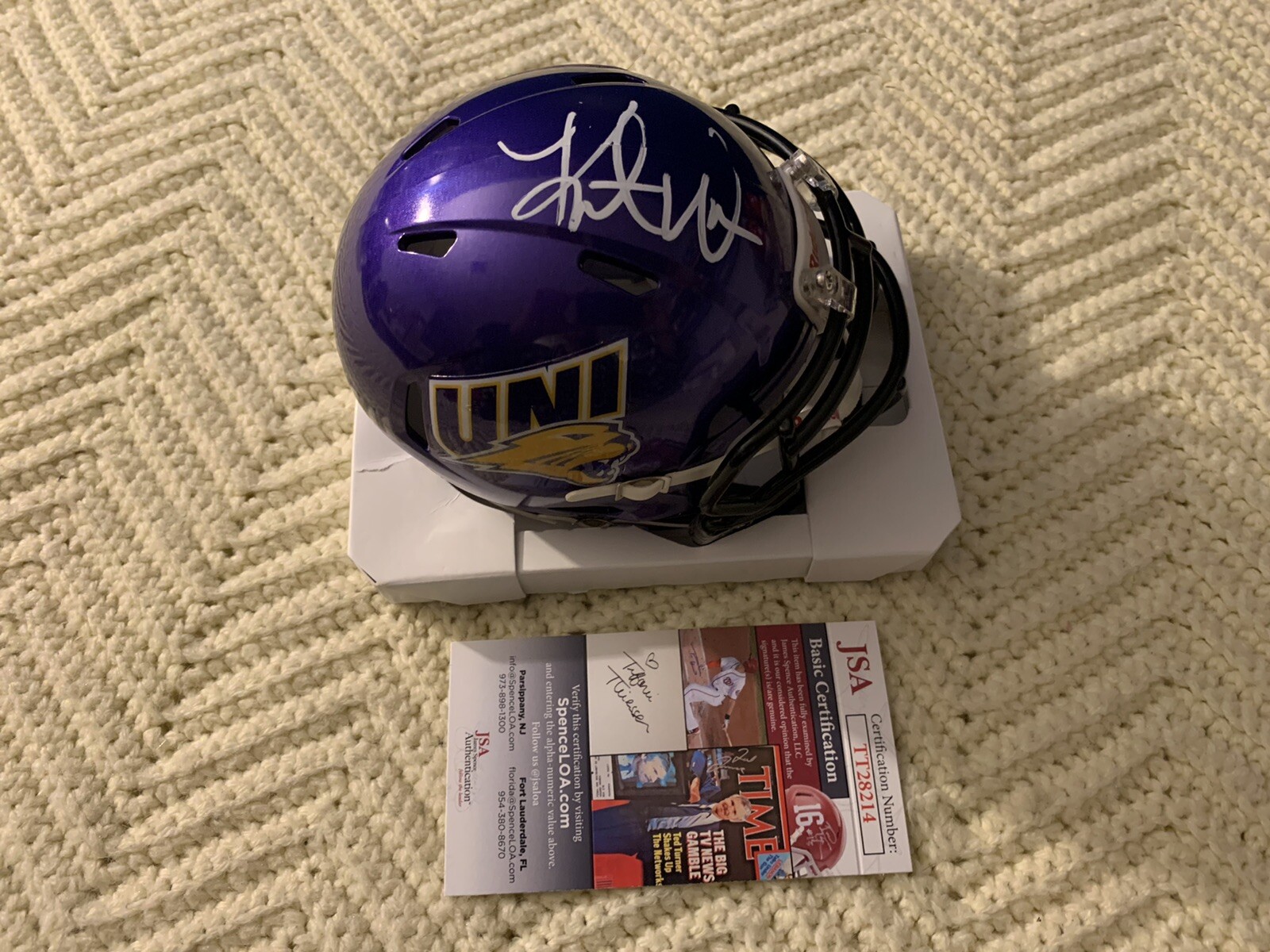Kurt Warner Signed Mini Helmet Northern Iowa Autographed JSA Authentication COA
