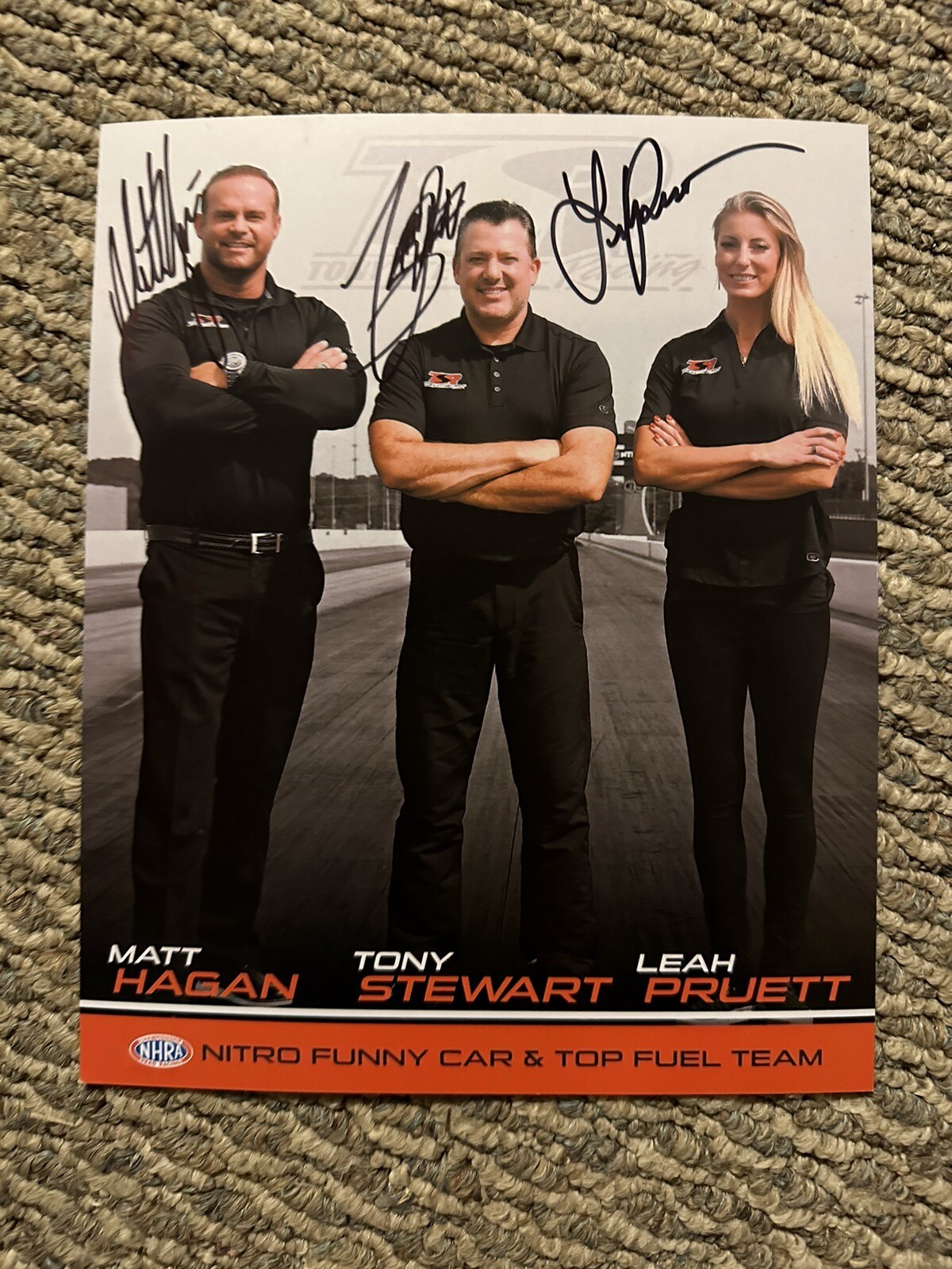 Tony Stewart & Leah Pruett Signed Promo Card Pri Autographed 2022 Nhra Drag Race
