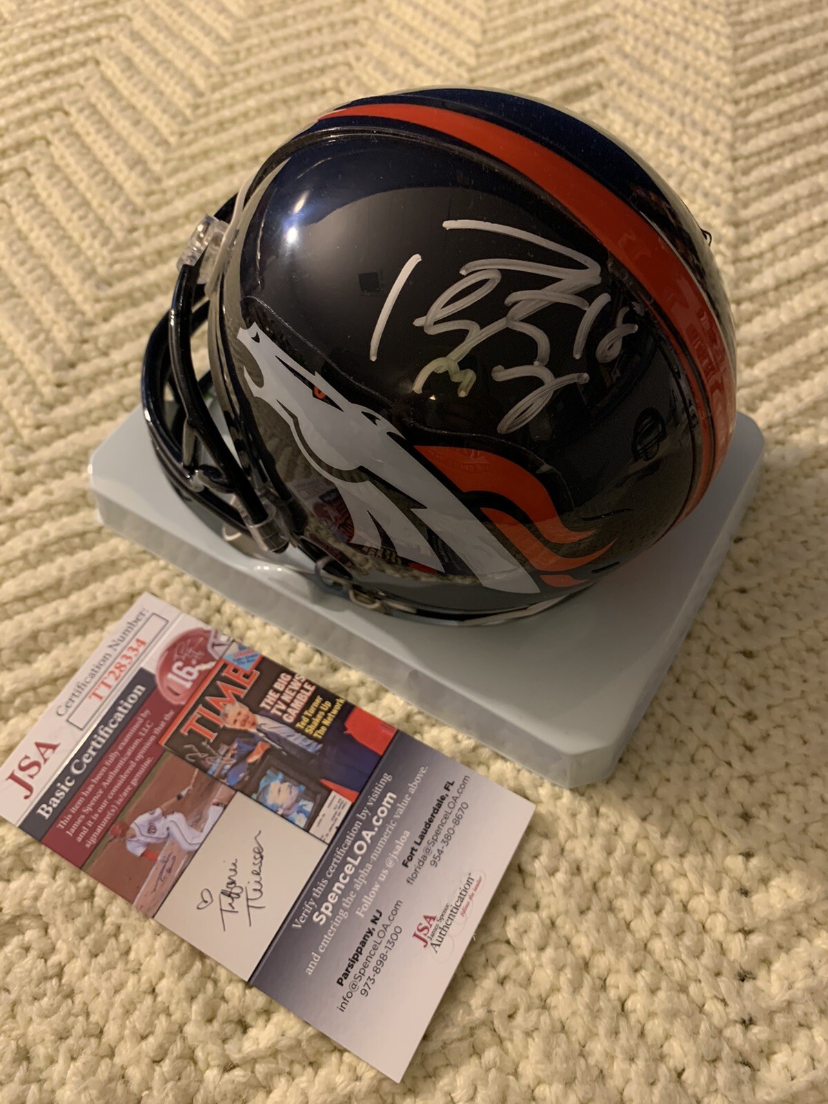 Peyton Manning Signed Denver Broncos Mini Helmet JSA Authentication COA
