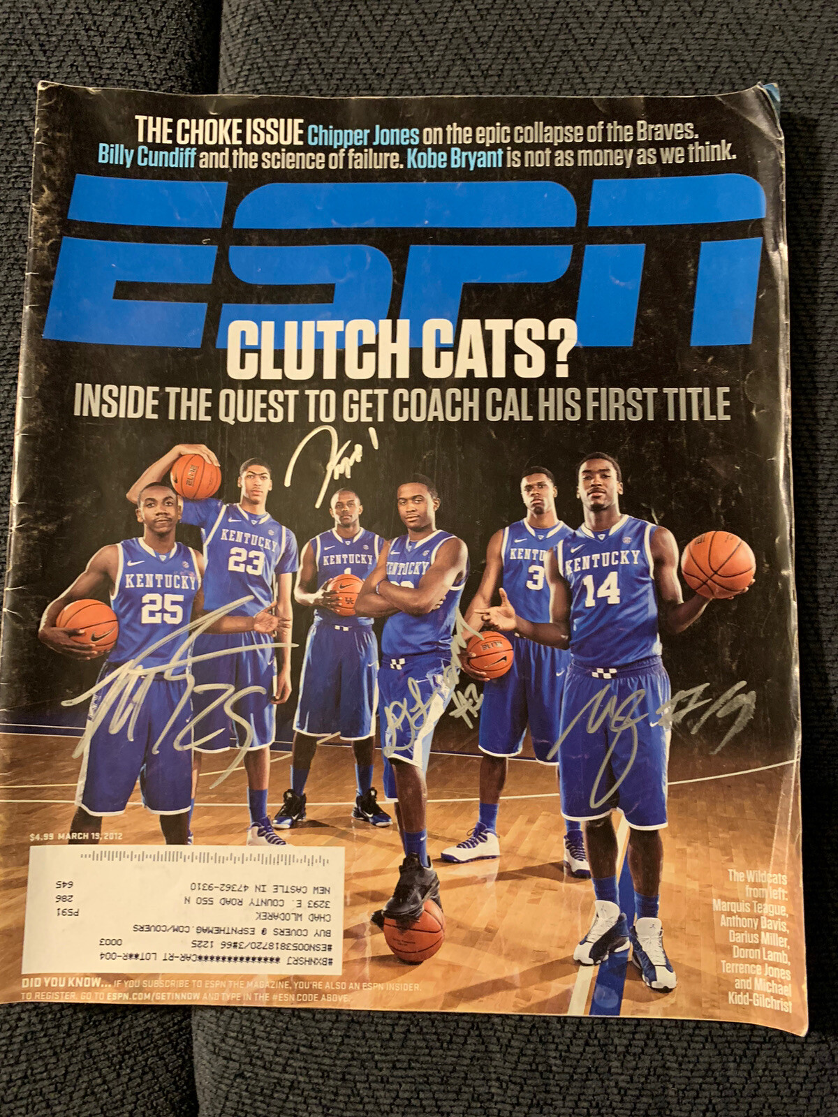 MKG Doron Lamb Marquis Teague Darius Miller Signed ESPN The Magazine Kentucky 12
