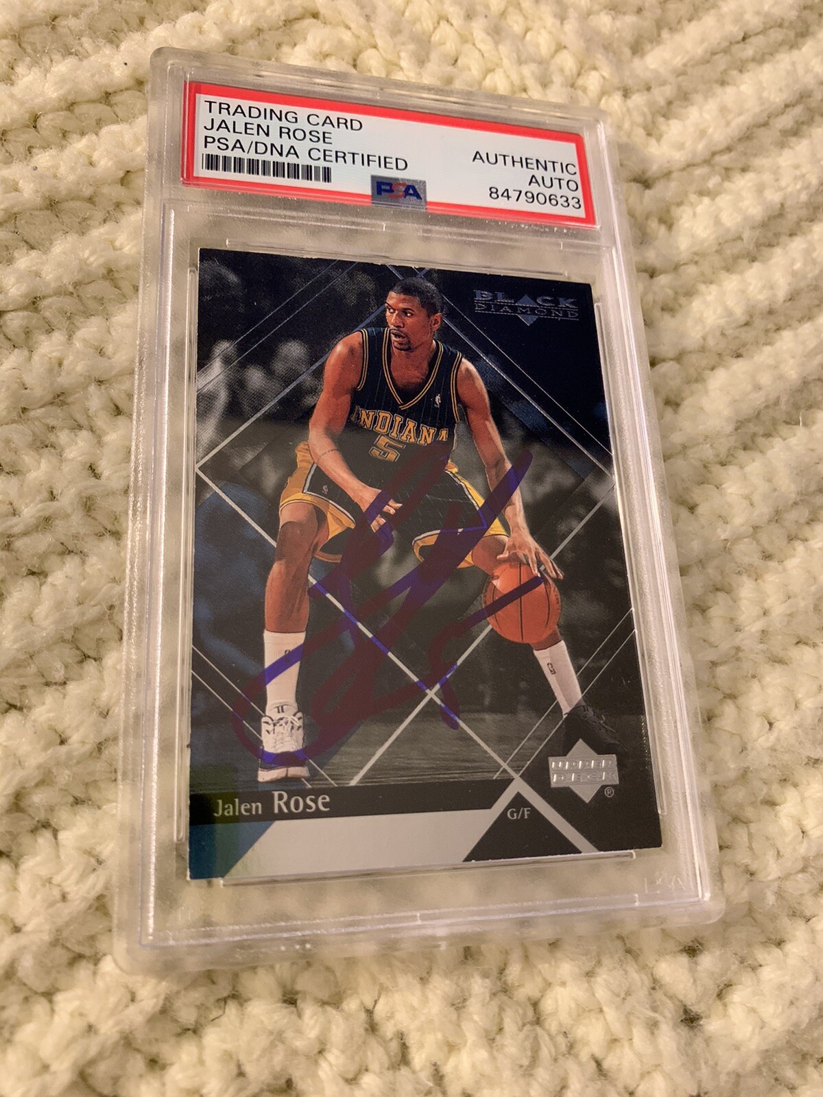 Jalen Rose Signed 1999-00 US Black Diamond Card #73 PSA /DNA Slab COA Autograph
