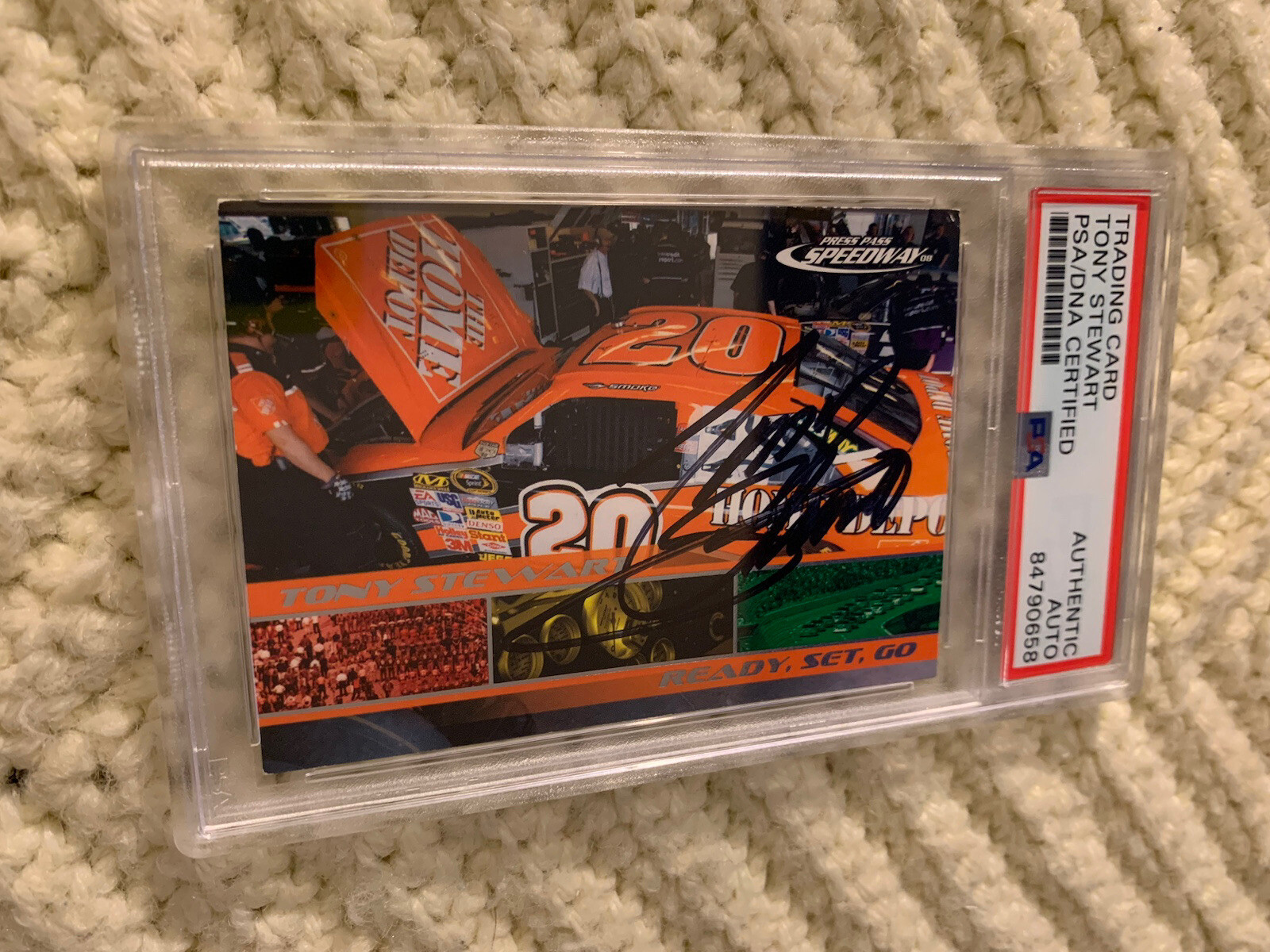 TONY STEWART SIGNED 2008 PRESS PASS CARD #81 PSA /DNA SLAB COA COLLECTIBLE MEMORABILIA