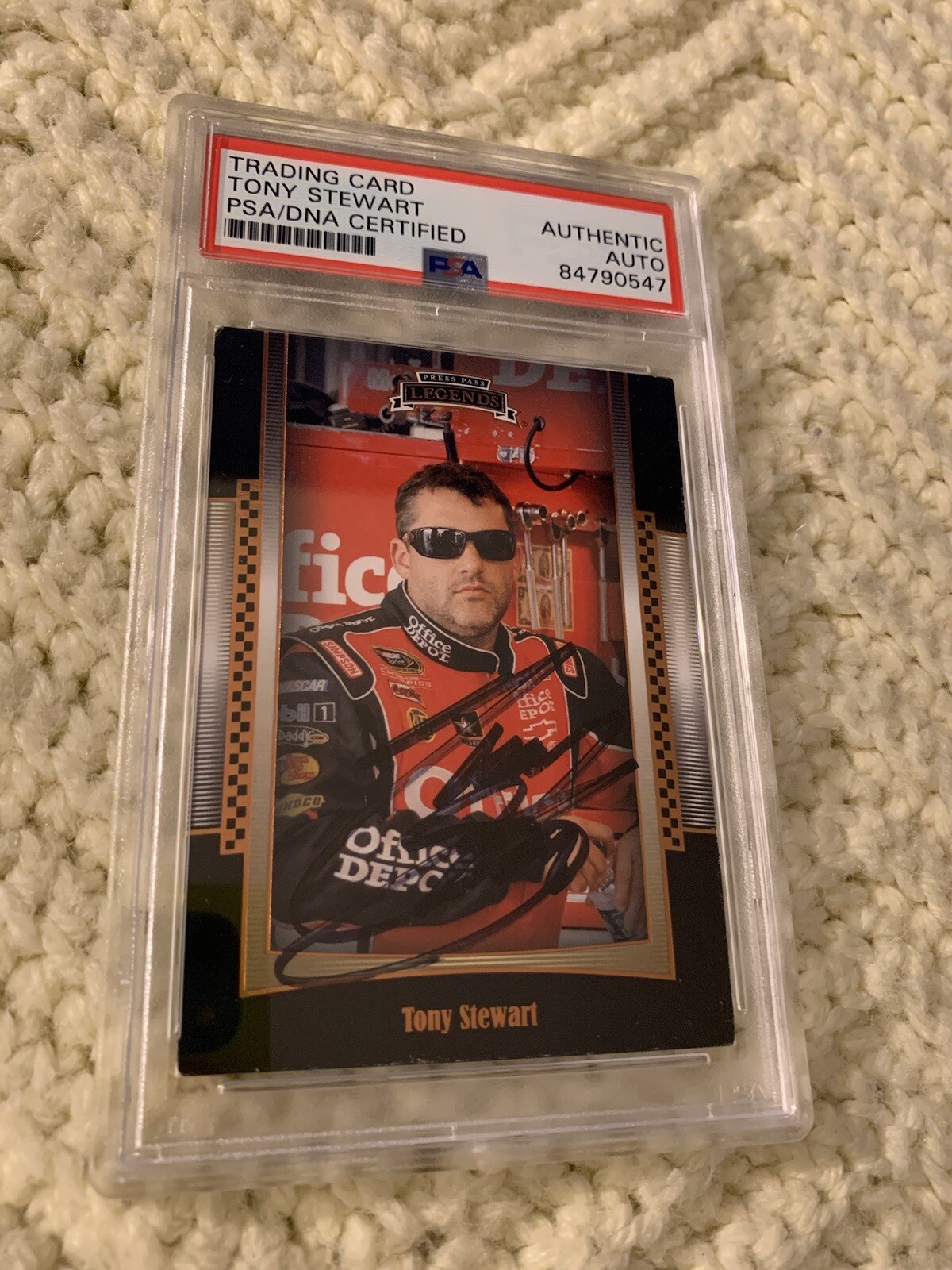TONY STEWART SIGNED 2010 PRESS PASS LEGENDS CARD #50 PSA /DNA SLAB COA COLLECTIBLE MEMORABILIA