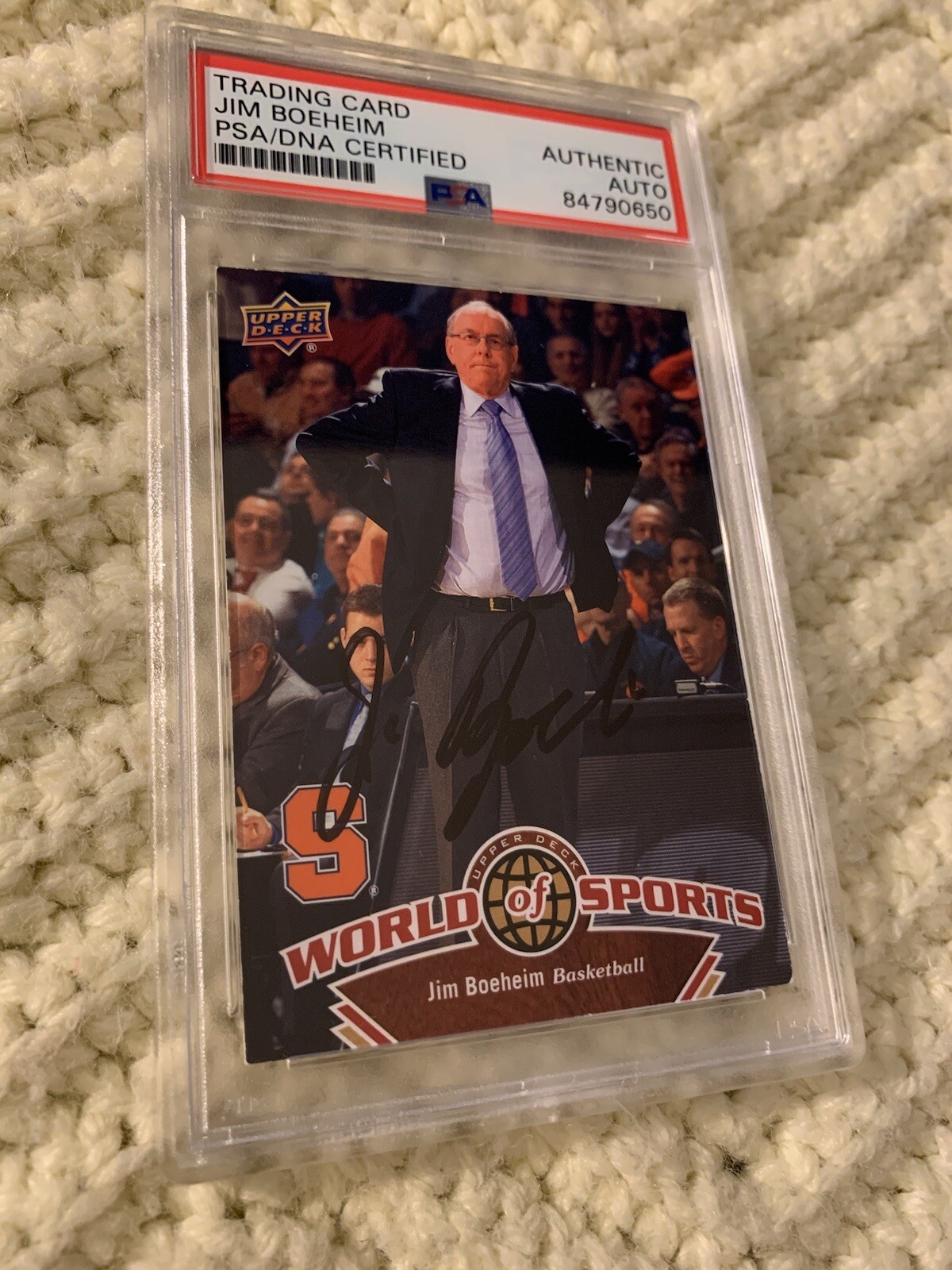 Jim Boeheim Signed 2011 UD World Of Sports Card #359 PSA /DNA Slab COA Autograph
