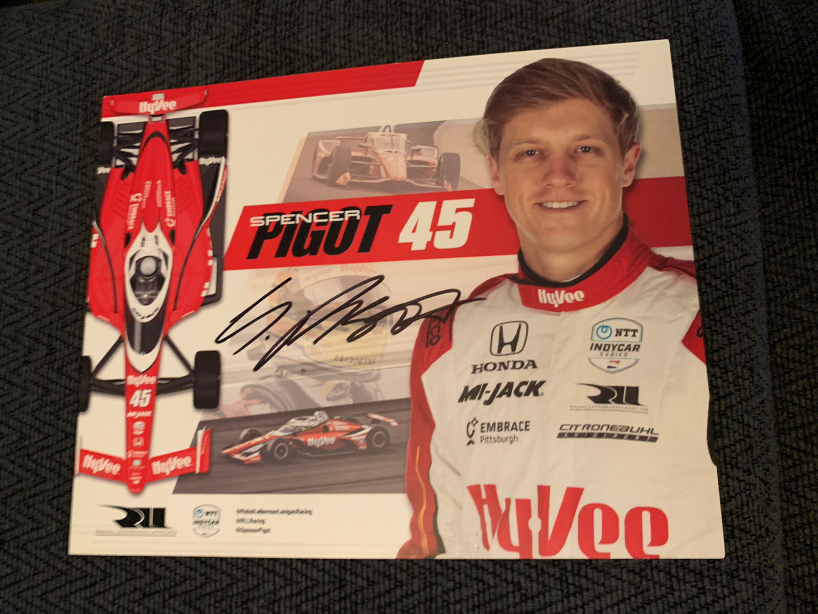 Spencer Pigot Signed Indianapolis 500 Promo Card Indy Car 2020 Autographed
