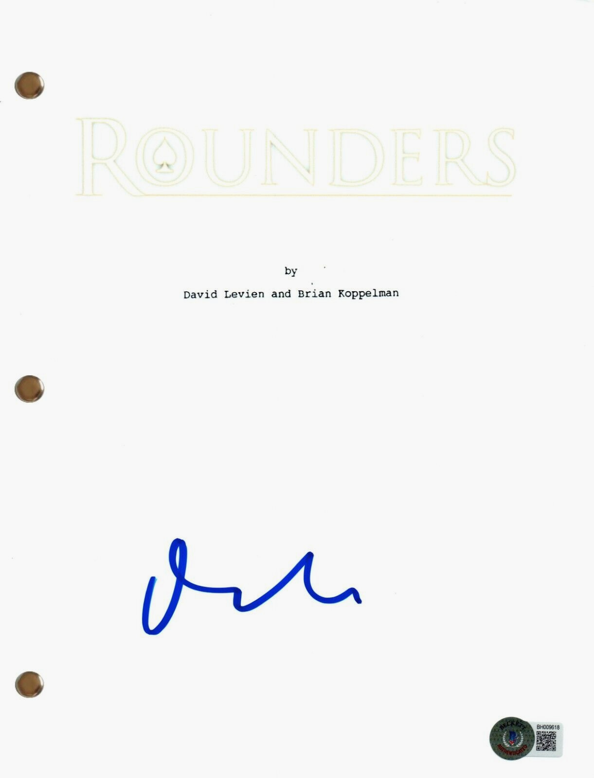 Matt Damon Signed Autograph Rounders Movie Script Full Screenplay Beckett COA
