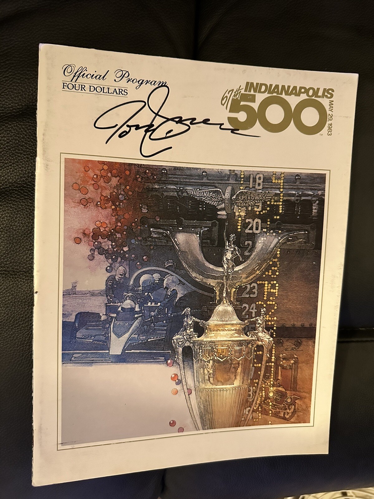 1983 INDY 500 PROGRAM SIGNED BY WINNER TOM SNEVA AUTOGRAPHED COLLECTIBLE MEMORABILIA