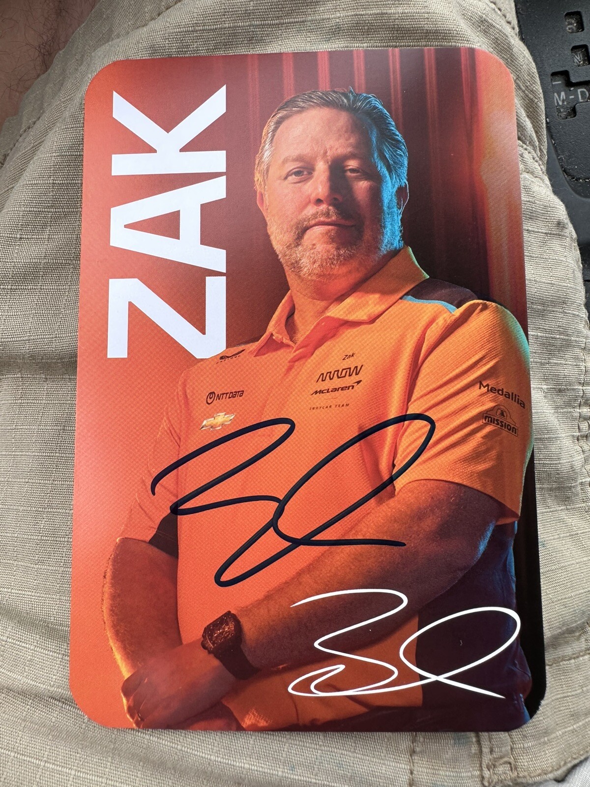 ZAK BROWN INDIANAPOLIS INDY 500 SIGNED CAR PROMO CARD ARROW MCLAREN 2023 COLLECTIBLE MEMORABILIA