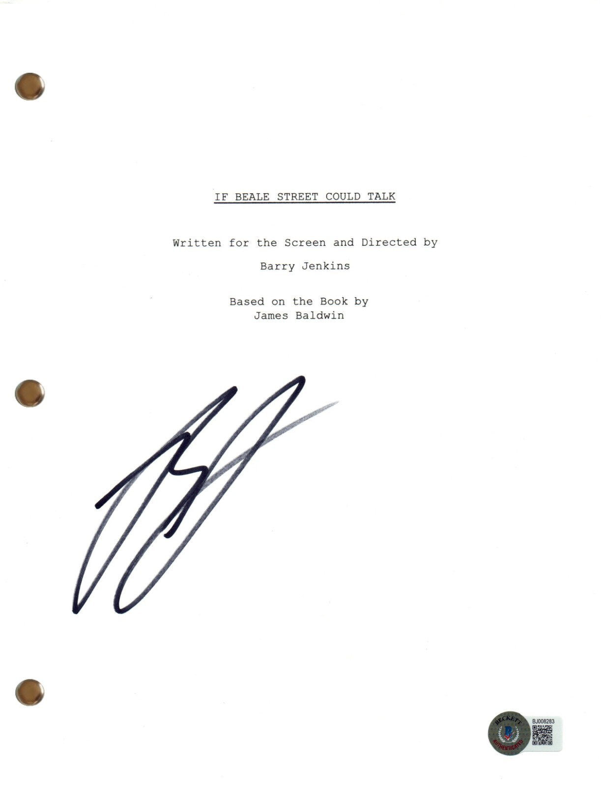 Barry Jenkins Signed Autograph If Beale Street Could Talk Movie Script BAS COA
