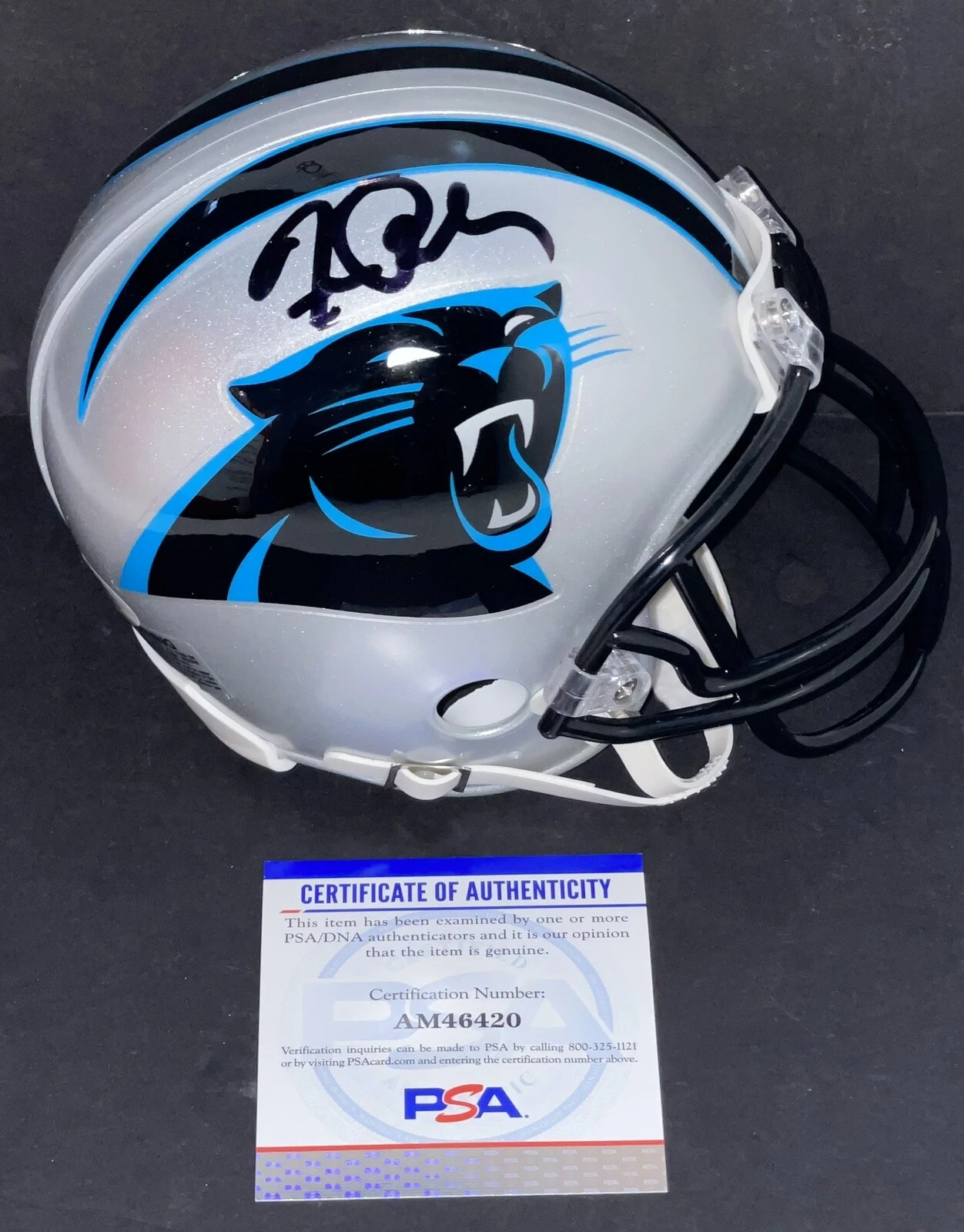 Frank Reich Signed Autographed Carolina Panthers Mini Helmet PSA/DNA COA

