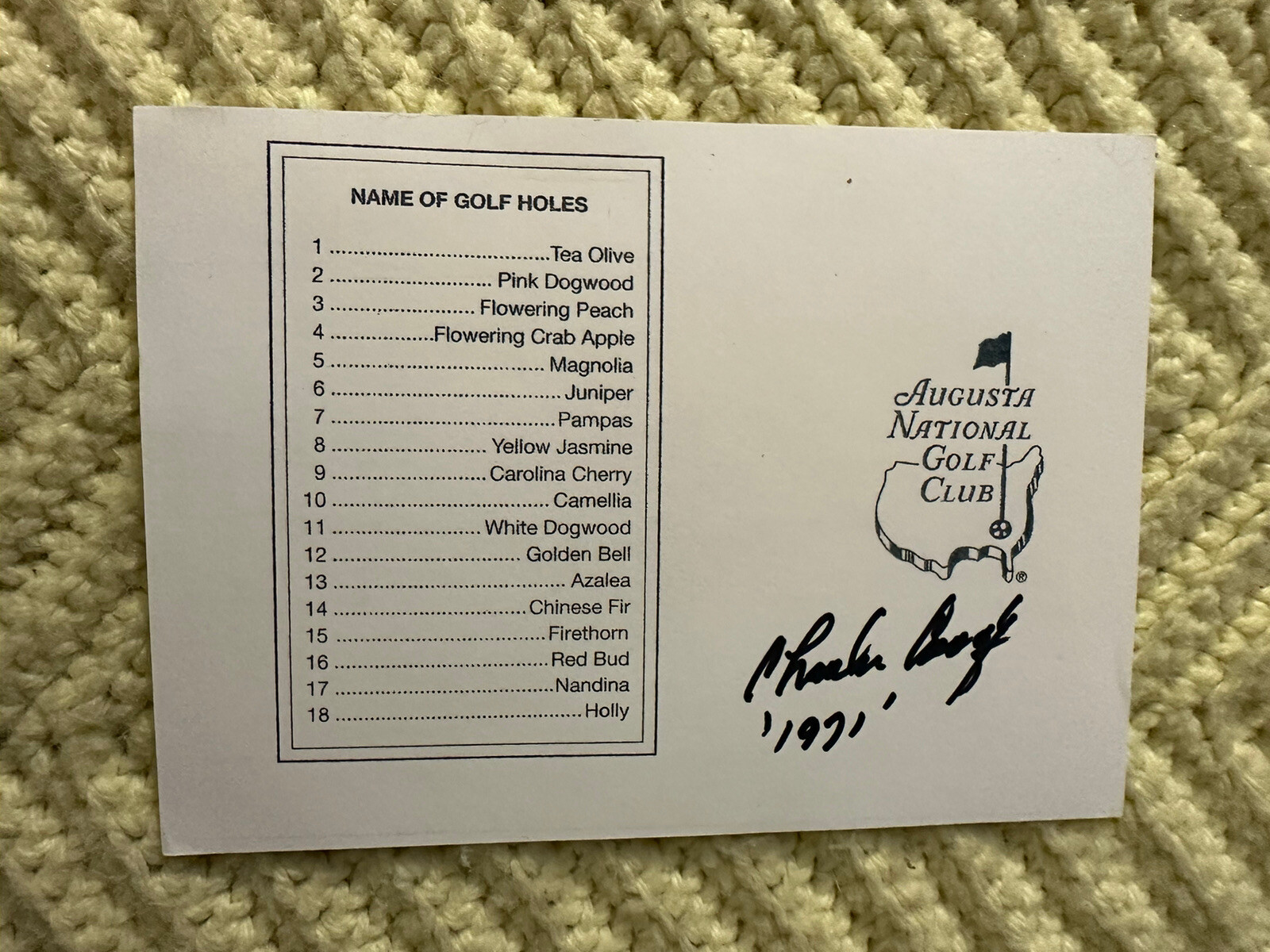 Charles Coody Signed Masters Scorecard Autographed PGA Golf Legend
