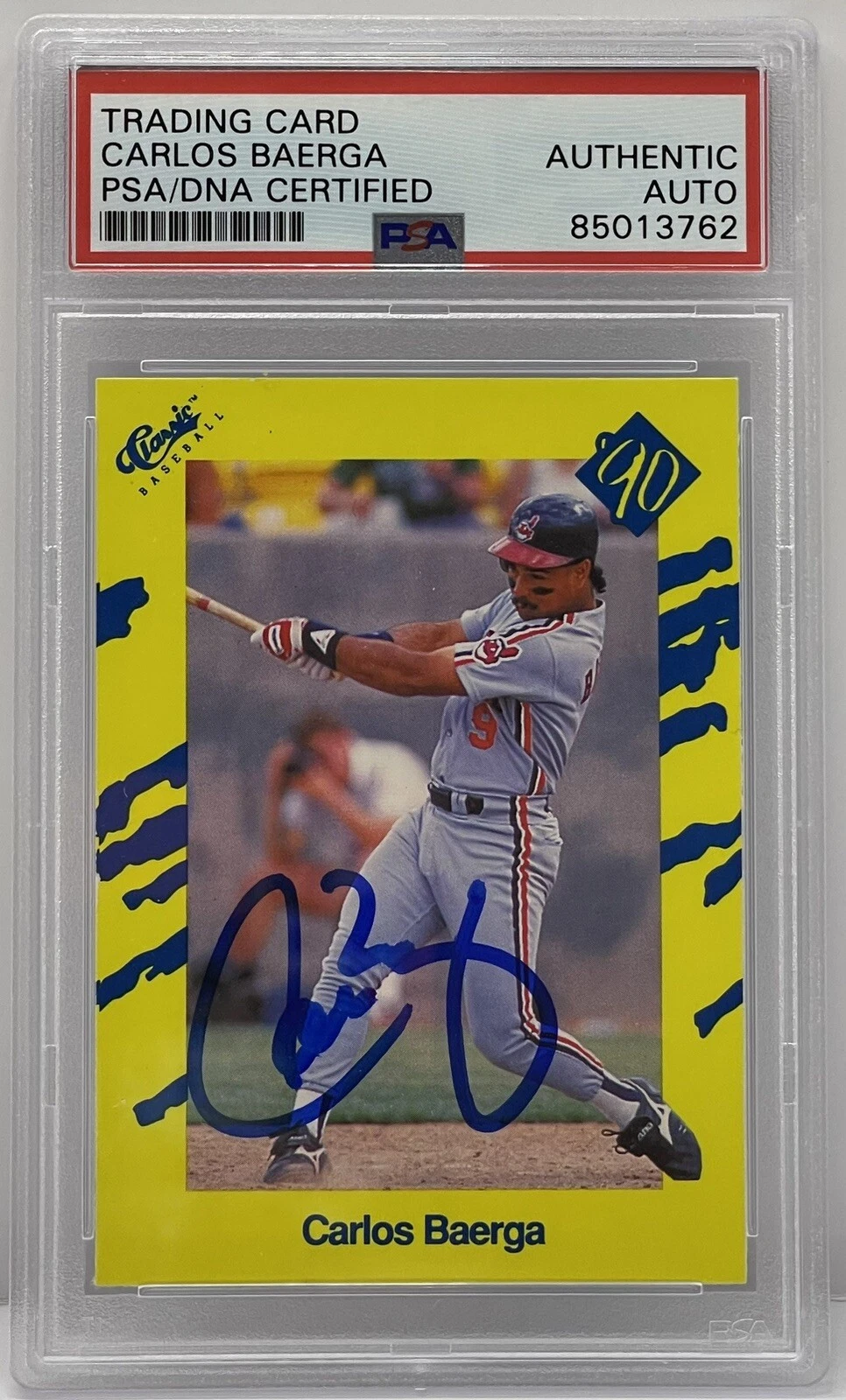 Carlos Baerga Signed 1990 Classic Rookie Card Cleveland Indians PSA/DNA Slabbed
