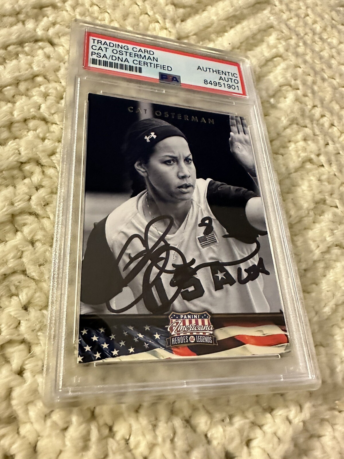 Cat Osterman Signed 2012 Panini Americana #72 Card PSA /DNA Slab COA Softball
