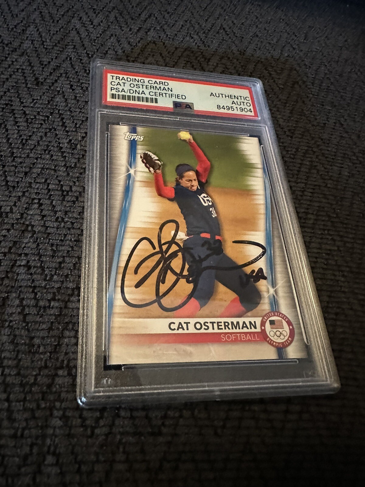 Cat Osterman Signed 2021 Topps Olympic Hopefuls #9 Card PSA /DNA Slab COA USA
