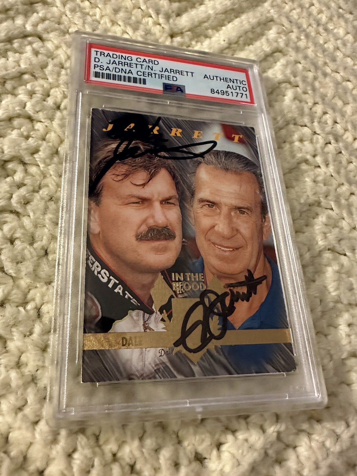 Dale & Bed Jarrett Signed 1994 Select In The Blood #115 Card PSA /DNA Slab COA
