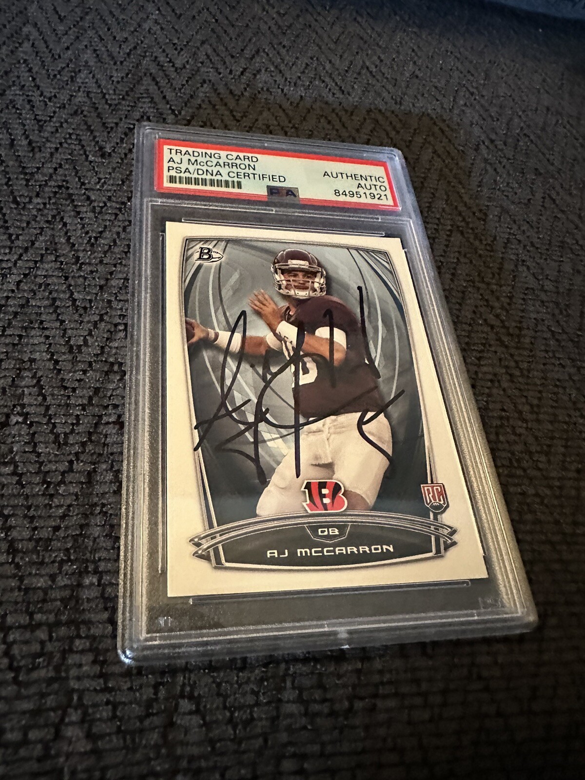 AJ McCarron Signed 2014 Bowman RC #22 Card PSA /DNA Slab COA Rookie Alabama
