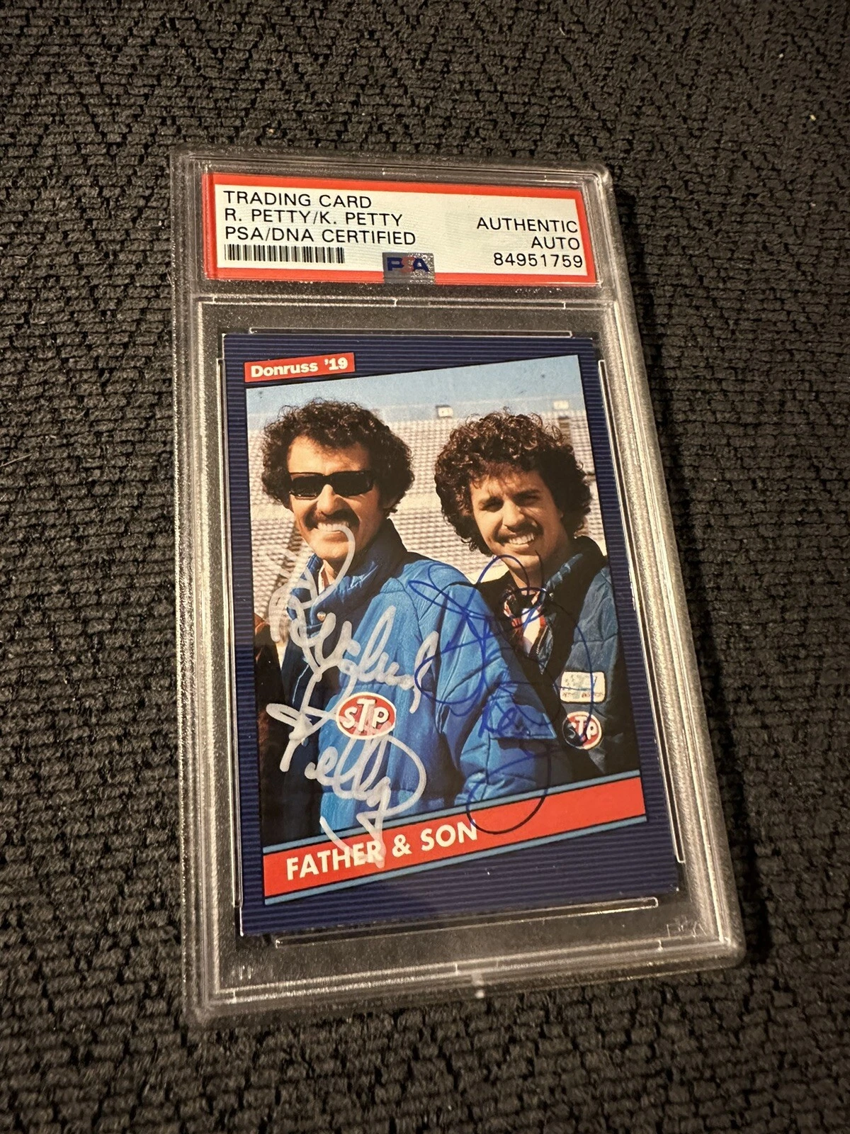 New ListingRichard & Kyle Petty Signed 2019 Donruss #104 Card PSA /DNA Slab COA Nascar
