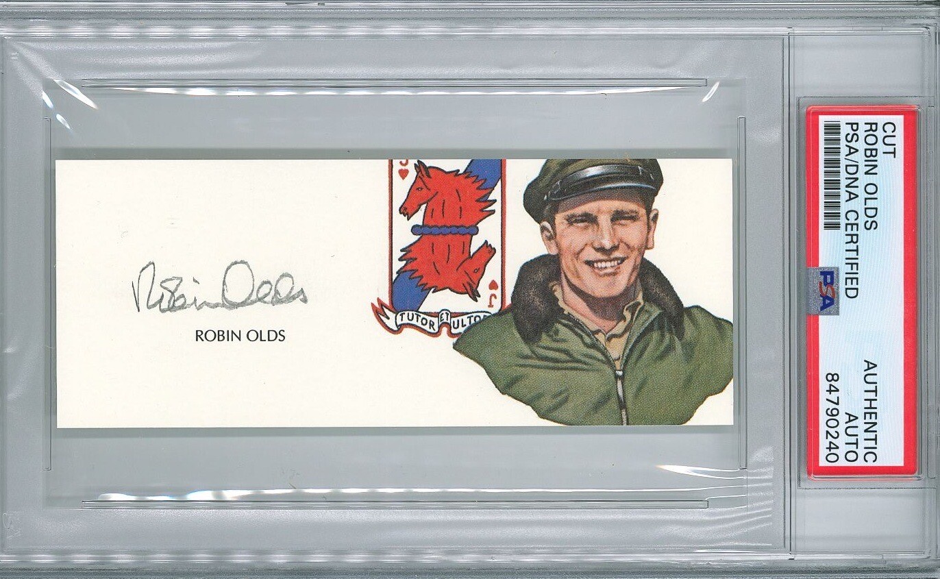 ROBIN OLDS SIGNED CUT SIGNATURE PSA DNA 84790240 (D) WWII VIETNAM ACE 17V
