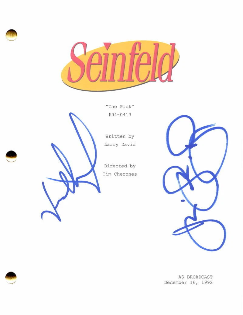 Julia Louis-Dreyfus & Jason Alexander Signed Autograph Seinfeld The Pick Script
