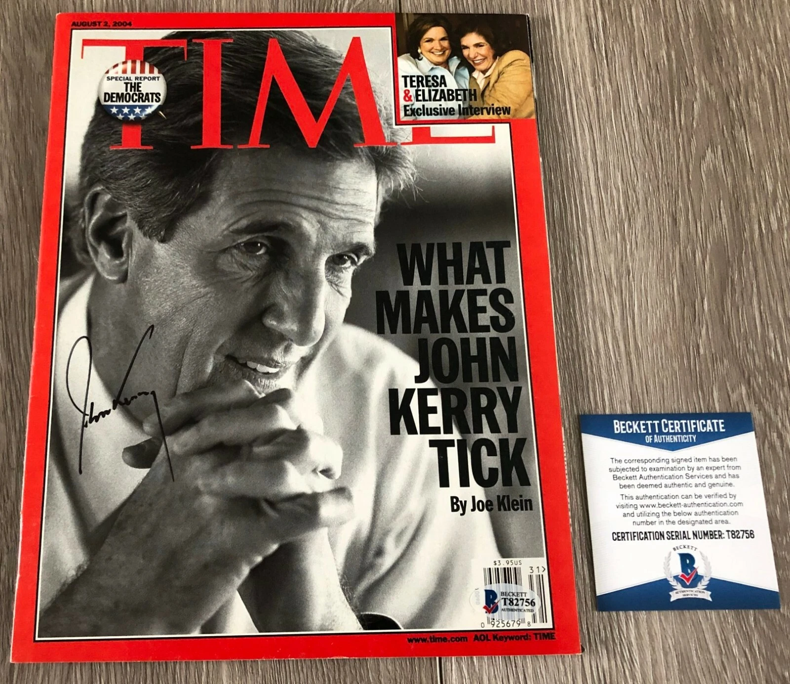 JOHN KERRY SIGNED AUTOGRAPH TIME MAGAZINE PRESIDENT CANDIDATE w/ BECKETT BAS COA
