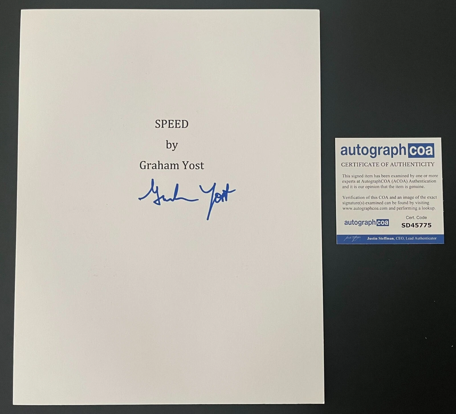 GRAHAM YOST SIGNED AUTOGRAPH FULL 125 PAGE SPEED SCRIPT w/PROOF
