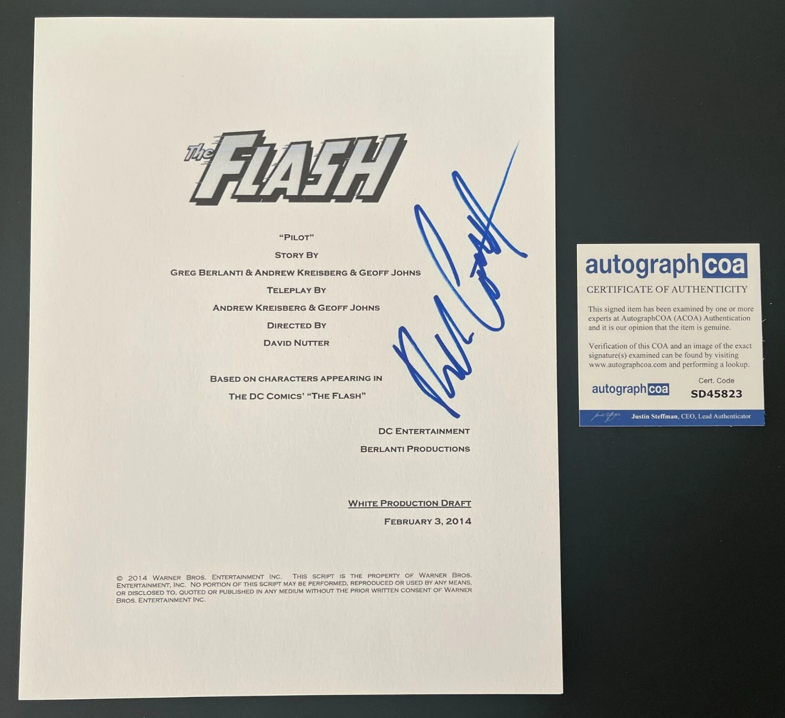RICK COSNETT SIGNED AUTOGRAPH THE FLASH PILOT 61 PAGE FULL SCRIPT w/EXACT PROOF

