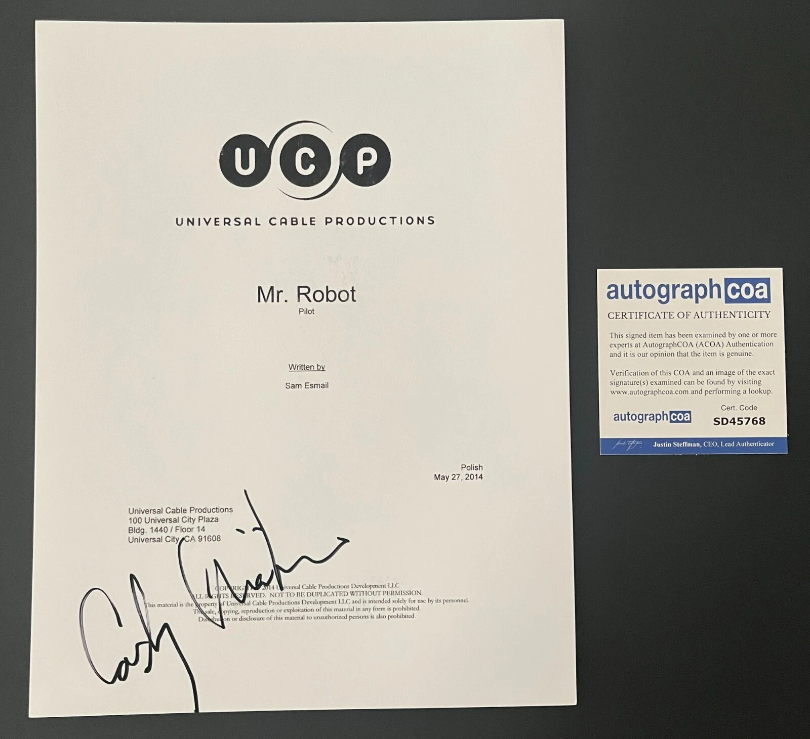 CARLY CHAIKIN SIGNED AUTOGRAPH FULL 64 PAGE MR. ROBOT PILOT SCRIPT w/PROOF
