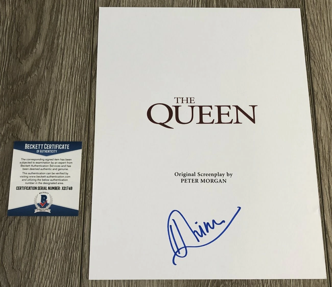 HELEN MIRREN SIGNED AUTOGRAPH THE QUEEN SCRIPT w/EXACT PROOF & BECKETT BAS COA
