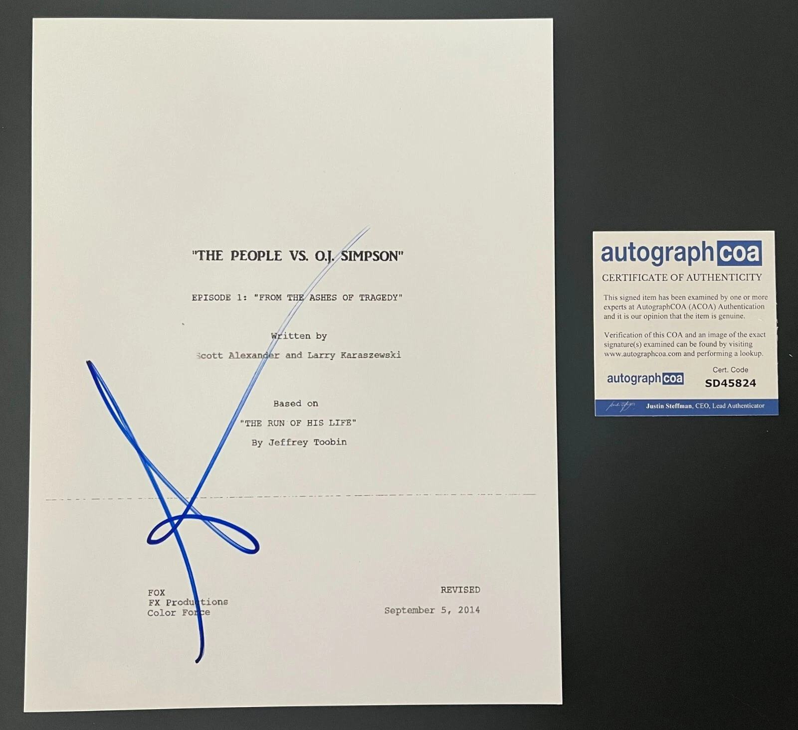 SARAH PAULSON SIGNED AUTOGRAPH THE PEOPLE V. O.J. SIMPSON PILOT SCRIPT w/PROOF
