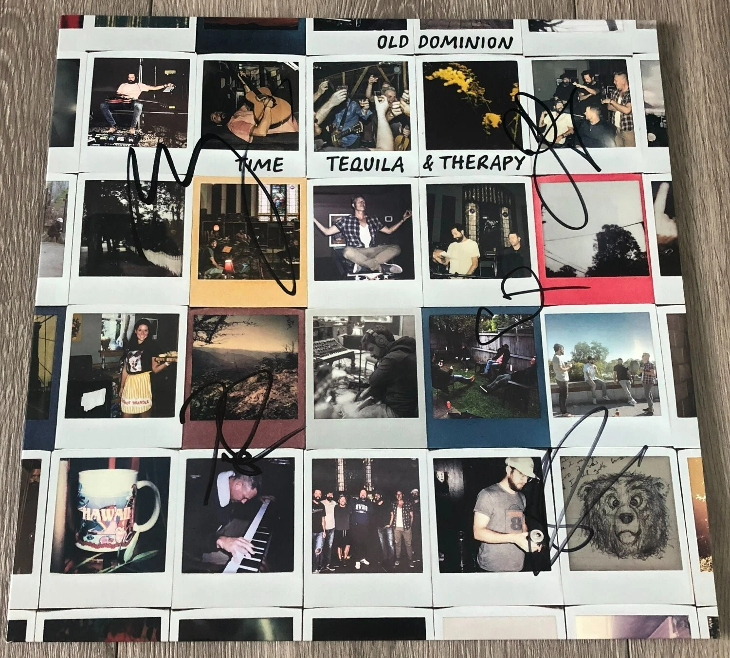OLD DOMINION SIGNED AUTOGRAPH TIME, TEQUILA & THERAPY VINYL ALBUM RECORD LP COA
